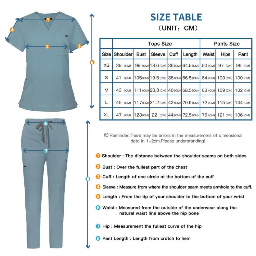 Top médico unisex con cuello en V de MJ