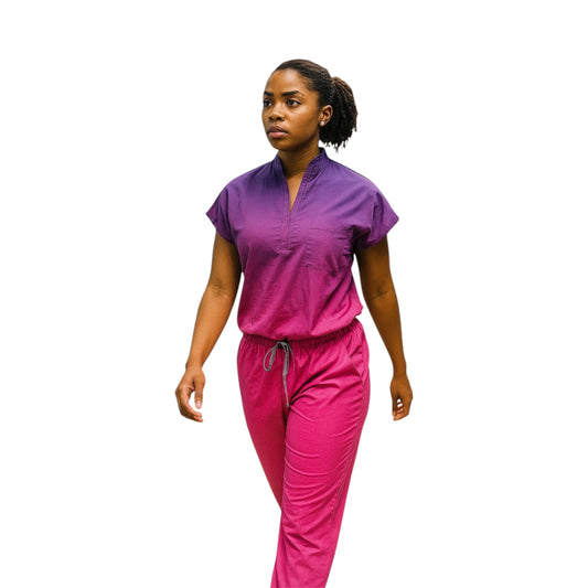 DK Gradient Zipper Scrub Top (Purple/Pink)