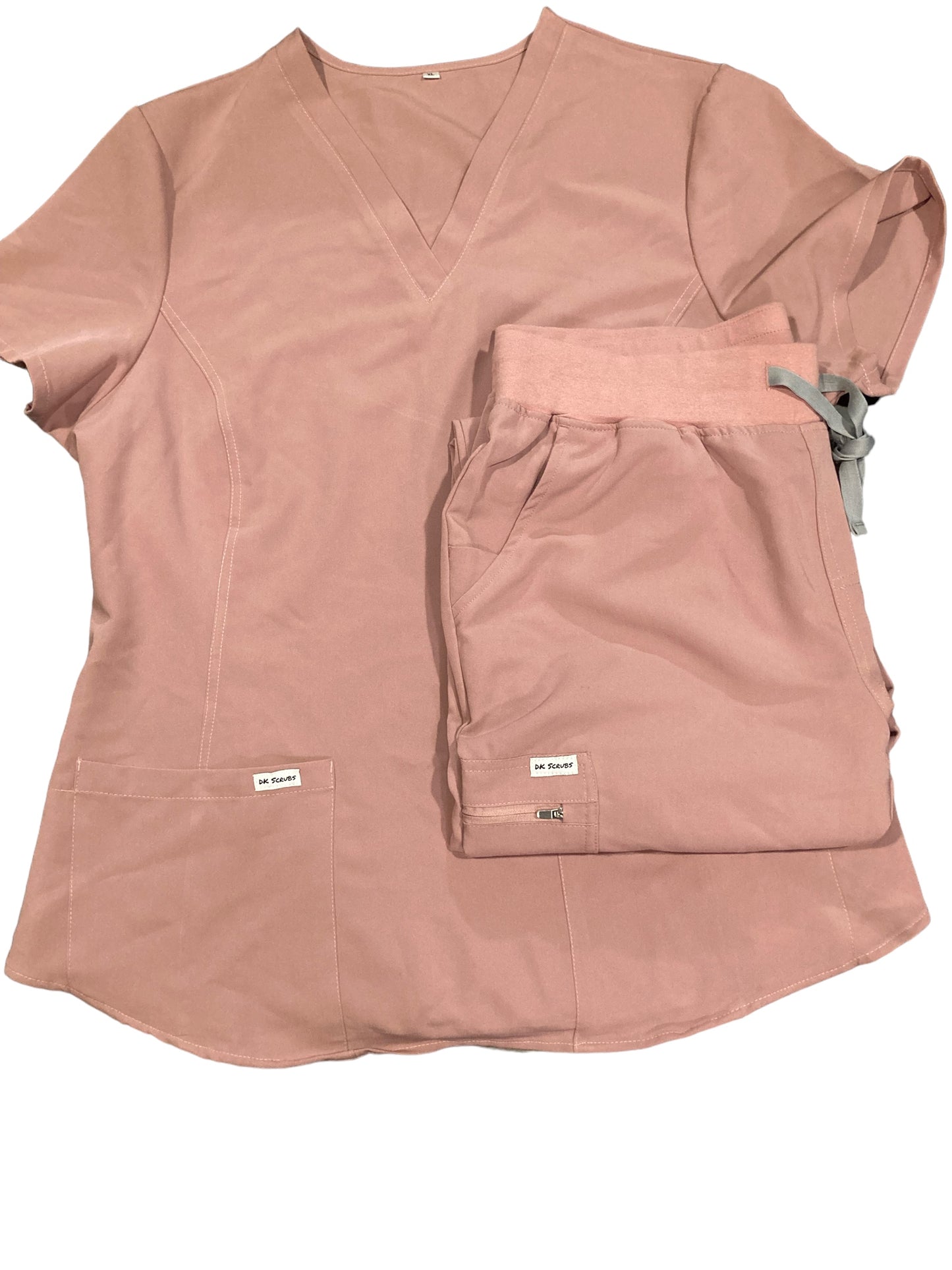 DK 2 Pocket V-Neck Scrub Top and Jogger Scrub Pants Set