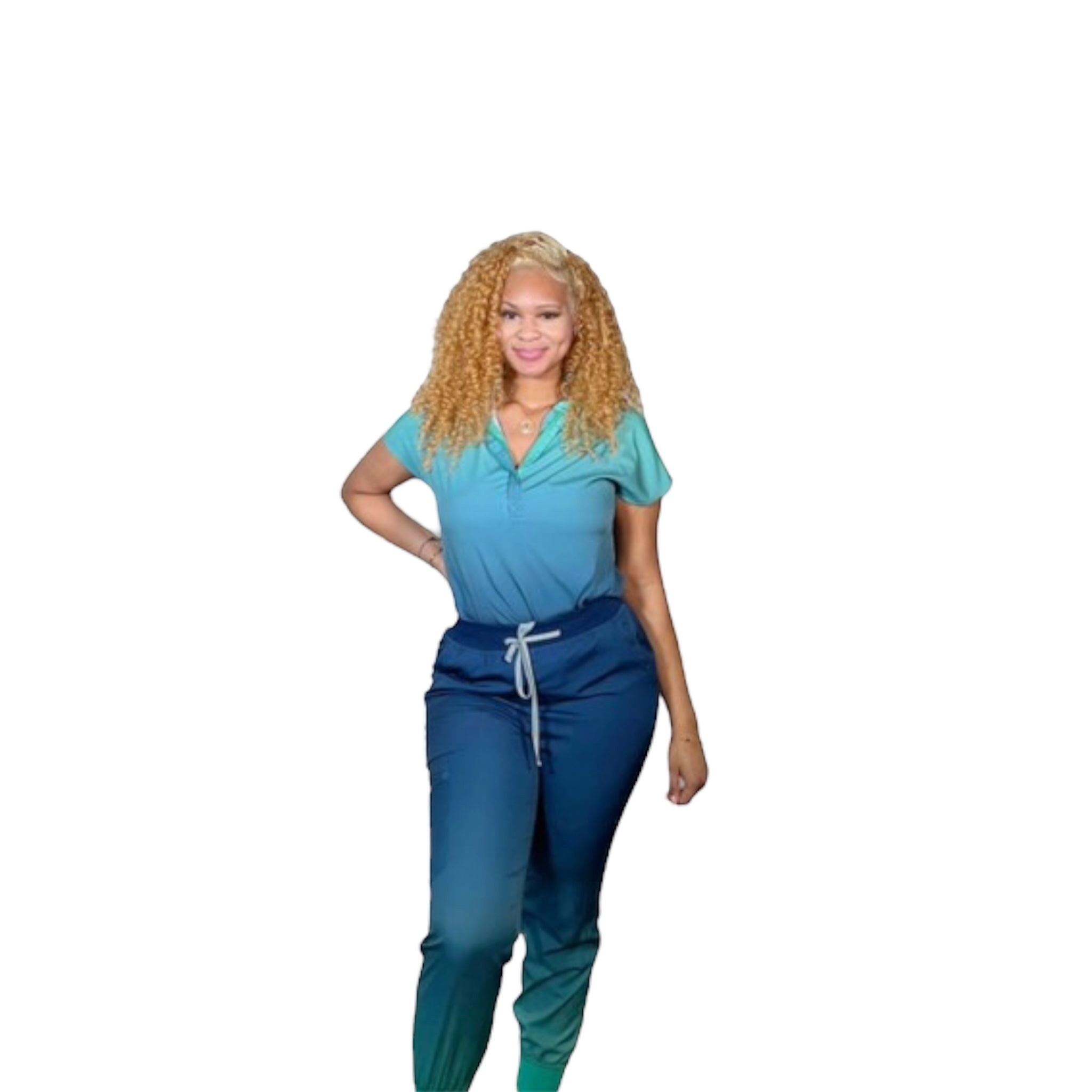DK Gradient Zipper Scrub Top (Blue/Green) – DK Scrubs